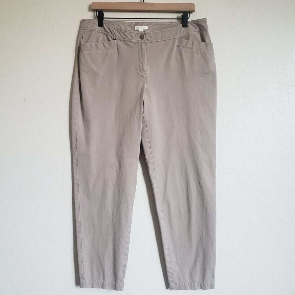 Eileen Fisher Organic Cotton Slim Ankle Pants Neutral Beige Size Women's Medium